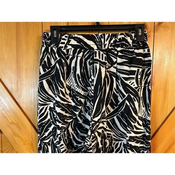 Panama Jack Women's Wide Leg Linen Blend Cropped Pants Black/Cream Size Small (0 - Picture 6 of 8